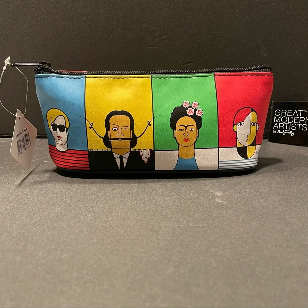 New Andy Tuohy Great Modern Artists Makeup Pencil Travel Bag PVC Dali, Frida 9x4